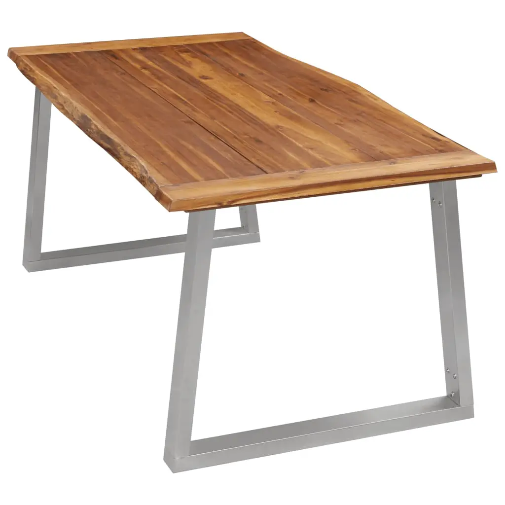 vidaXL Dining Table 180x90x75 cm Solid Acacia Wood and Stainless Steel
