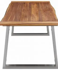 vidaXL Dining Table 180x90x75 cm Solid Acacia Wood and Stainless Steel