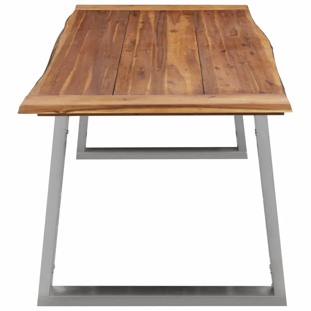 vidaXL Dining Table 180x90x75 cm Solid Acacia Wood and Stainless Steel