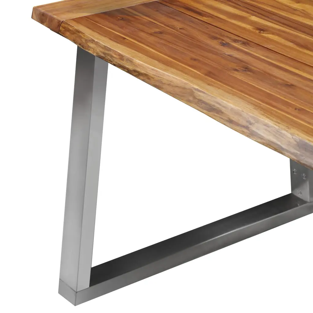 vidaXL Dining Table 180x90x75 cm Solid Acacia Wood and Stainless Steel