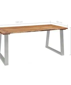 vidaXL Dining Table 180x90x75 cm Solid Acacia Wood and Stainless Steel