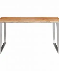 vidaXL Dining Table 160x80x75 cm Solid Acacia Wood and Stainless Steel