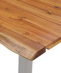 vidaXL Dining Table 160x80x75 cm Solid Acacia Wood and Stainless Steel