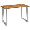 vidaXL Dining Table 120x65x75 cm Solid Acacia Wood and Stainless Steel vidaXL Dining Table 120x65x75 cm Solid Acacia Wood and Stainless Steel