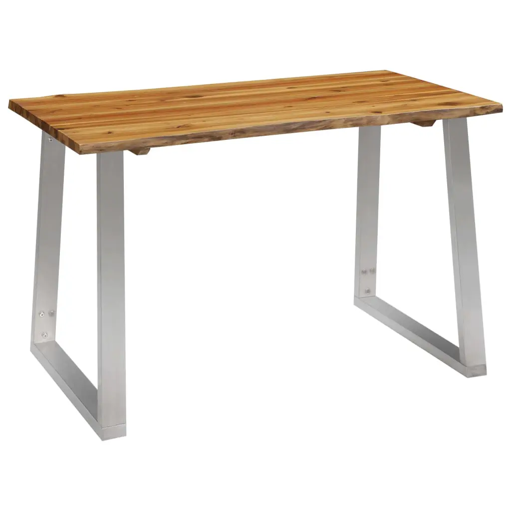 vidaXL Dining Table 120x65x75 cm Solid Acacia Wood and Stainless Steel