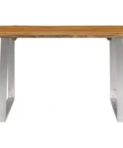 vidaXL Dining Table 120x65x75 cm Solid Acacia Wood and Stainless Steel