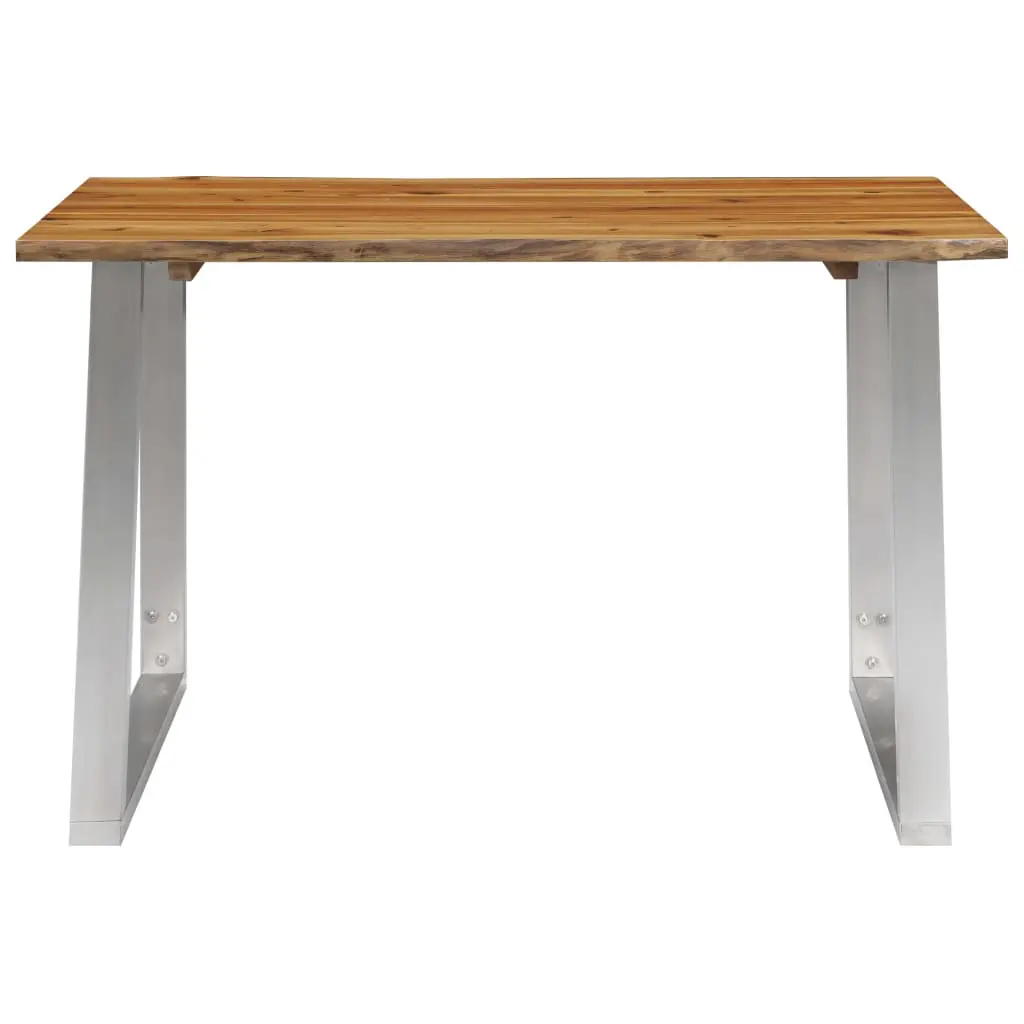 vidaXL Dining Table 120x65x75 cm Solid Acacia Wood and Stainless Steel