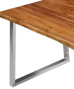 vidaXL Dining Table 120x65x75 cm Solid Acacia Wood and Stainless Steel