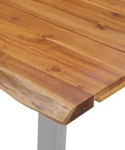 vidaXL Dining Table 120x65x75 cm Solid Acacia Wood and Stainless Steel