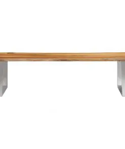 vidaXL Bench 160 cm Solid Acacia Wood and Stainless Steel