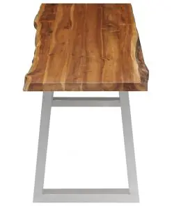 vidaXL Bench 160 cm Solid Acacia Wood and Stainless Steel