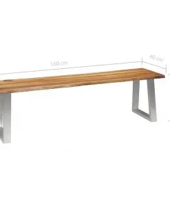 vidaXL Bench 160 cm Solid Acacia Wood and Stainless Steel