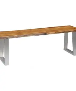 vidaXL Bench 140 cm Solid Acacia Wood and Stainless Steel