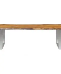 vidaXL Bench 140 cm Solid Acacia Wood and Stainless Steel