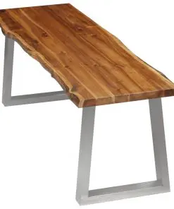 vidaXL Bench 140 cm Solid Acacia Wood and Stainless Steel