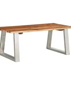 vidaXL Coffee Table 100x60x40 cm Solid Acacia Wood and Stainless Steel