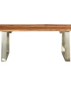 vidaXL Coffee Table 100x60x40 cm Solid Acacia Wood and Stainless Steel