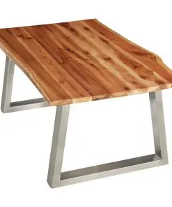 vidaXL Coffee Table 100x60x40 cm Solid Acacia Wood and Stainless Steel