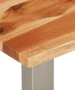 vidaXL Coffee Table 100x60x40 cm Solid Acacia Wood and Stainless Steel
