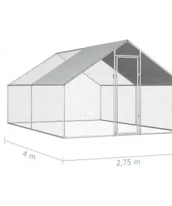 vidaXL Outdoor Chicken Cage 2.75x4x2 m Galvanised Steel