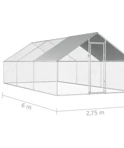 vidaXL Outdoor Chicken Cage 2.75x6x2 m Galvanised Steel