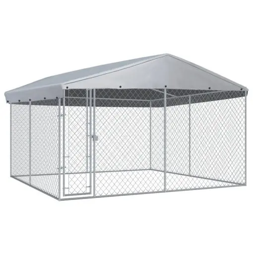 vidaXL Outdoor Dog Kennel with Roof 3.8×3.8 m