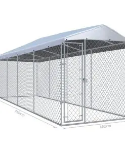 vidaXL Outdoor Dog Kennel with Roof 7.6×1.9×2.4 m