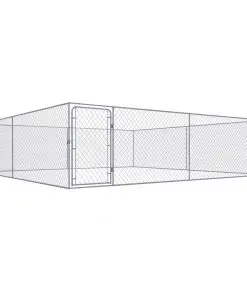vidaXL Outdoor Dog Kennel Galvanised Steel 4x4x1 m