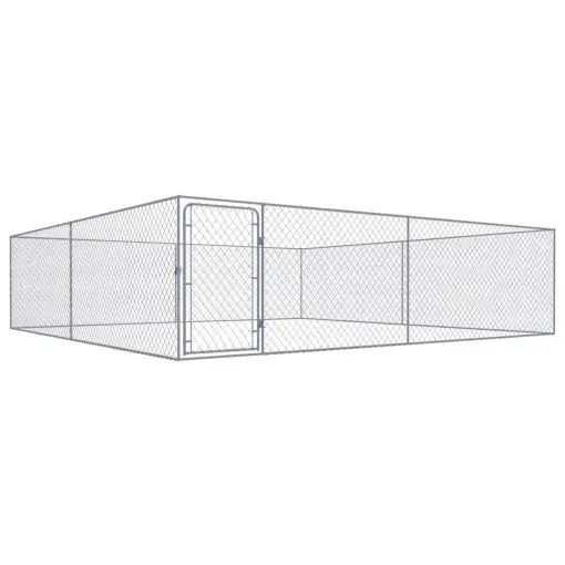 vidaXL Outdoor Dog Kennel Galvanised Steel 4x4x1 m