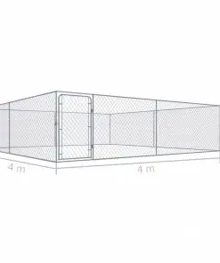 vidaXL Outdoor Dog Kennel Galvanised Steel 4x4x1 m