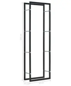 vidaXL Firewood Rack Black 50x20x150 cm Steel