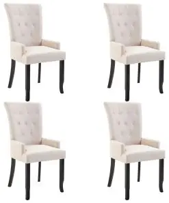 vidaXL Dining Chairs with Armrests 4 pcs Beige Fabric