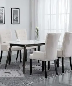 vidaXL Dining Chairs with Armrests 4 pcs Beige Fabric