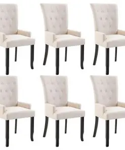 vidaXL Dining Chairs with Armrests 6 pcs Beige Fabric