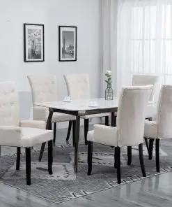vidaXL Dining Chairs with Armrests 6 pcs Beige Fabric