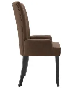 vidaXL Dining Chairs with Armrests 2 pcs Brown Fabric