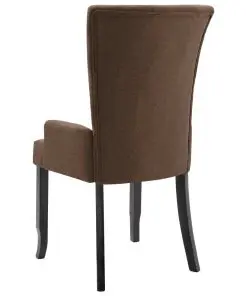 vidaXL Dining Chairs with Armrests 2 pcs Brown Fabric