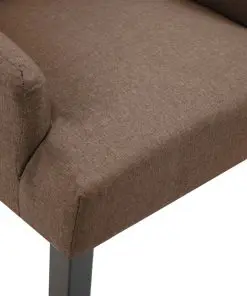 vidaXL Dining Chairs with Armrests 2 pcs Brown Fabric