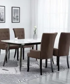 vidaXL Dining Chairs with Armrests 4 pcs Brown Fabric