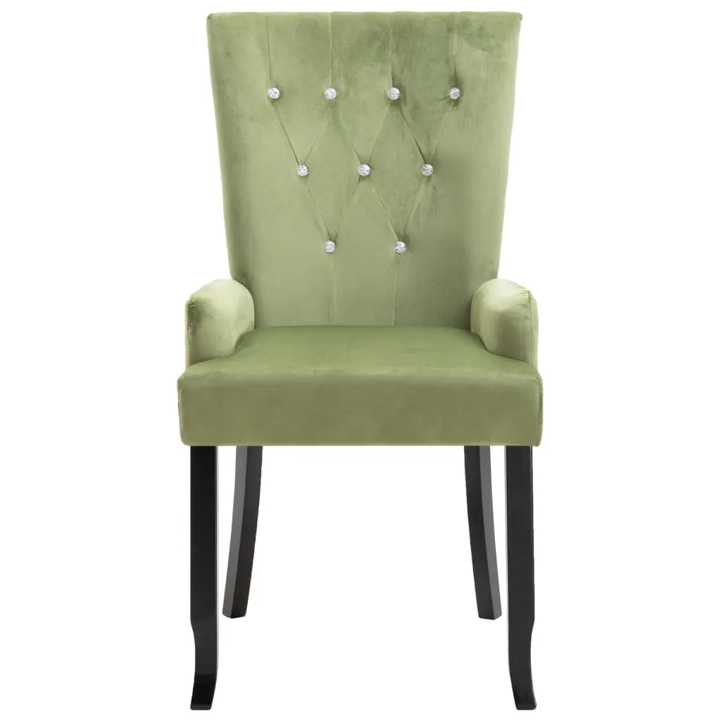vidaXL Dining Chair with Armrests 2 pcs Light Green Velvet