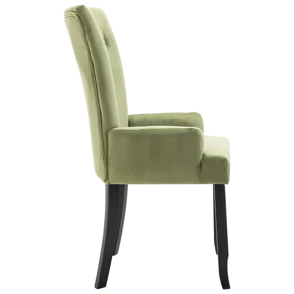 vidaXL Dining Chair with Armrests 2 pcs Light Green Velvet