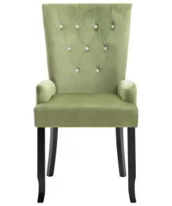vidaXL Dining Chair with Armrests 4 pcs Light Green Velvet
