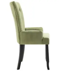vidaXL Dining Chair with Armrests 4 pcs Light Green Velvet