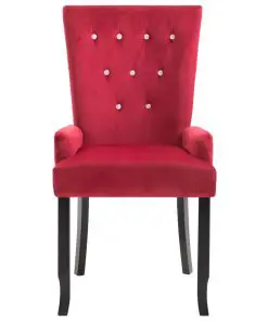 vidaXL Dining Chair with Armrests 4 pcs Red Velvet