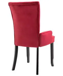 vidaXL Dining Chair with Armrests 4 pcs Red Velvet