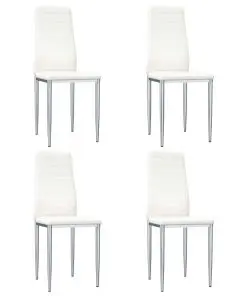 vidaXL Dining Chairs 4 pcs White Faux Leather