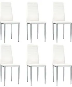 vidaXL Dining Chairs 6 pcs White Faux Leather