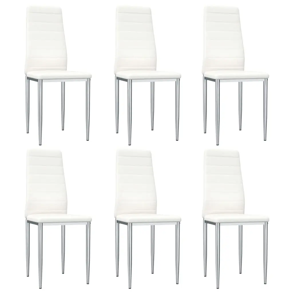 vidaXL Dining Chairs 6 pcs White Faux Leather