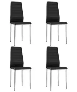 vidaXL Dining Chairs 4 pcs Black Faux Leather