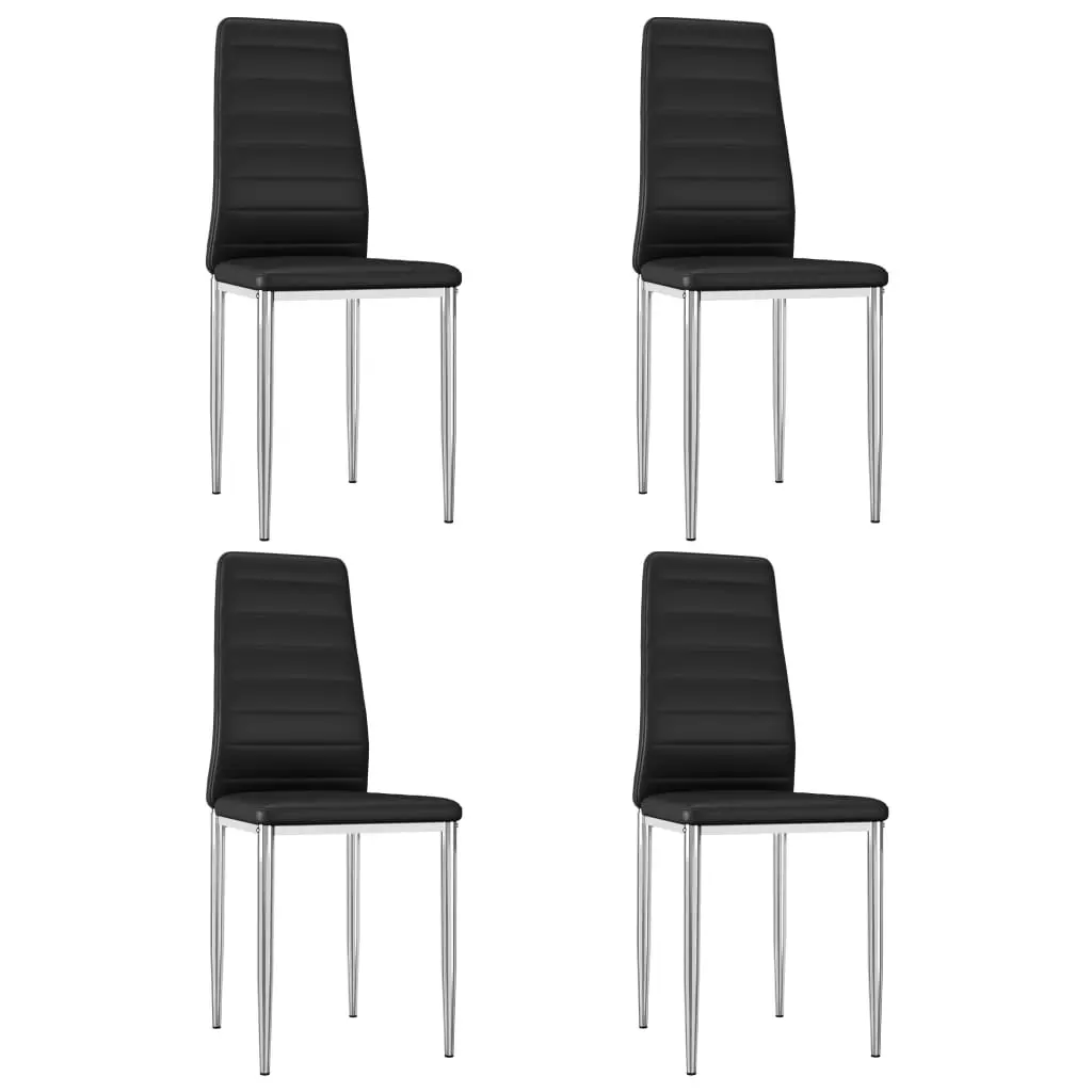 vidaXL Dining Chairs 4 pcs Black Faux Leather